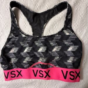 VSX Black and Pink Sports Bra with Racerback Design
